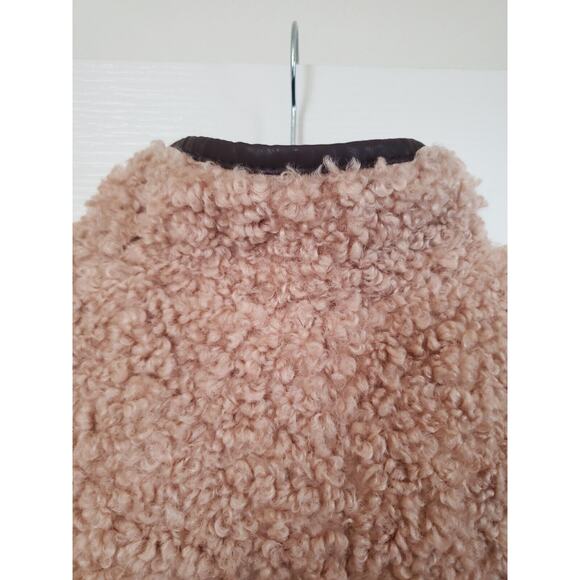 Sam Edelman NWT Camel Brown Long Soft Teddy Coat Faux Leather Accents Women's XL - Picture 12 of 16